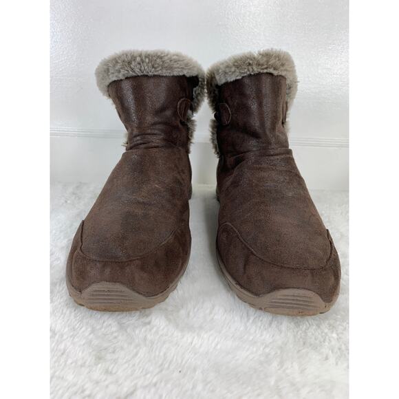 Skechers Women’s Dark Brown Faux-Fur Slip-On Boots Size 9.5 49204 - Picture 2 of 8